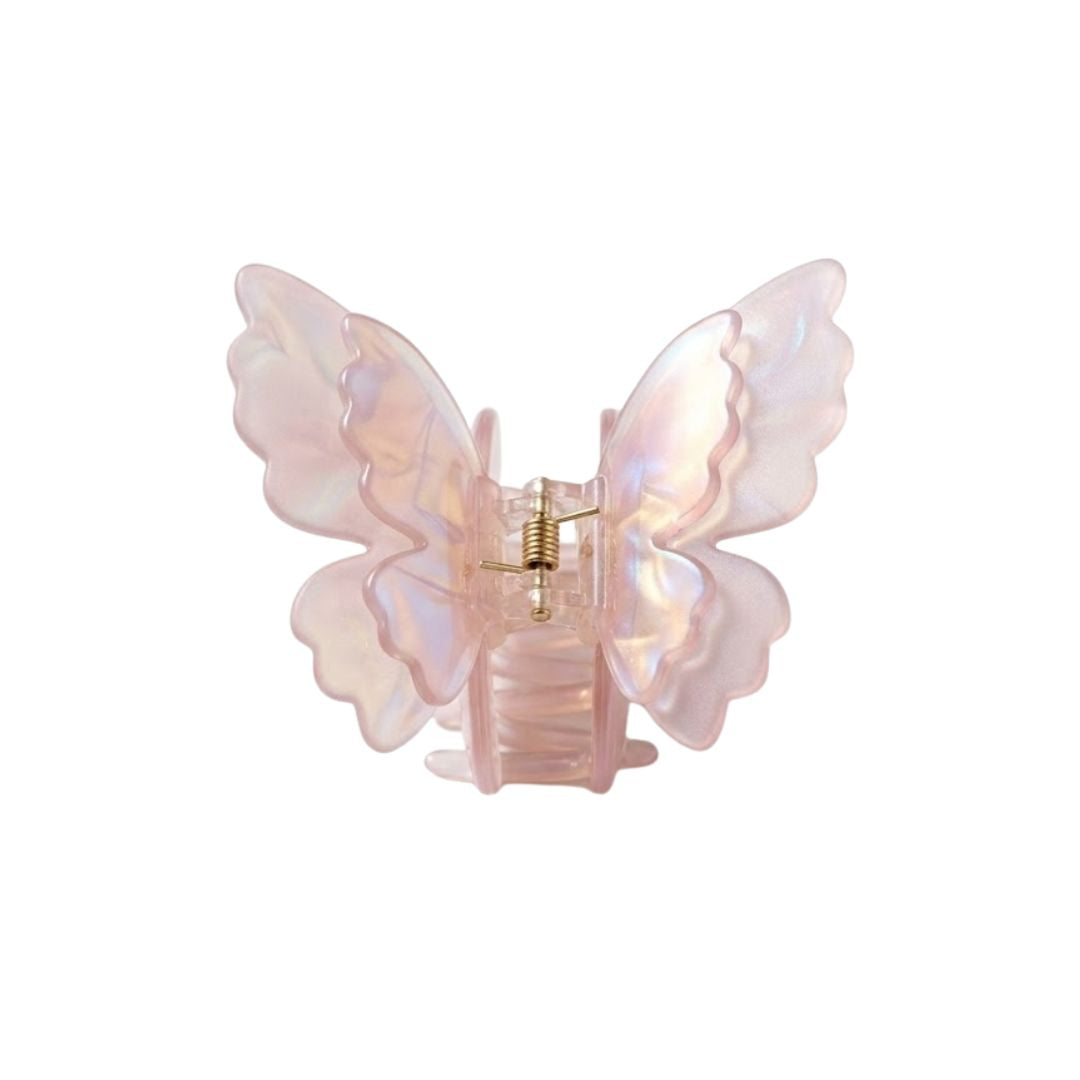 iridescent pink butterfly hair claw clip acetate wings — kanella london