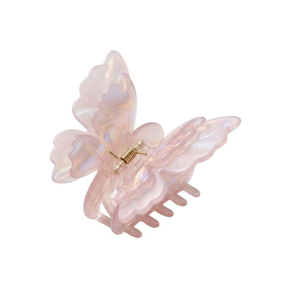 blush pink glass butterfly clip side view acetate claw