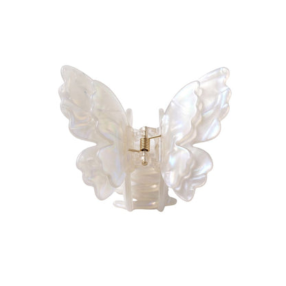 pearl white iridescent butterfly claw clip acetate — kanella london