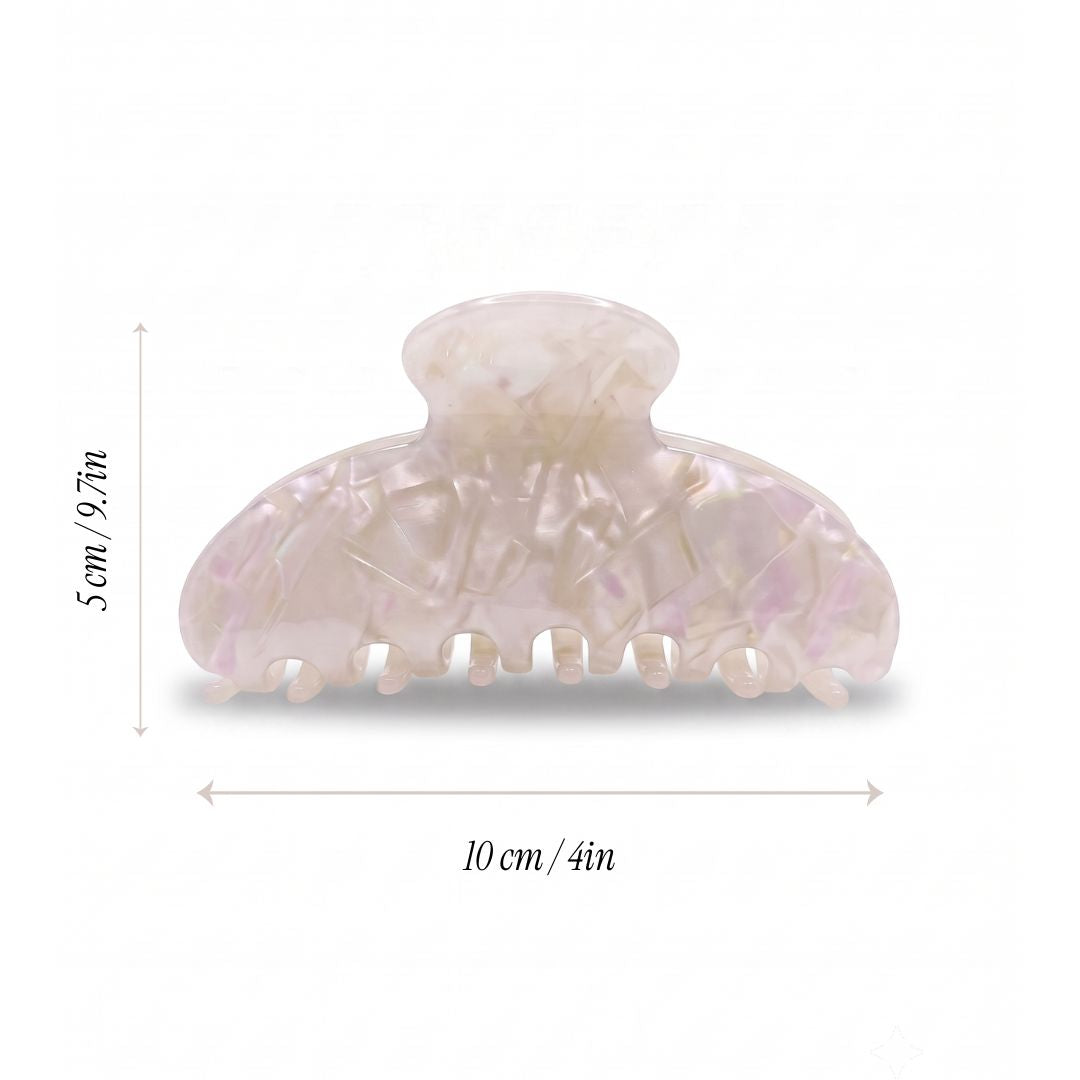Bridal claw clip size chart showing dimensions in cm and inches
