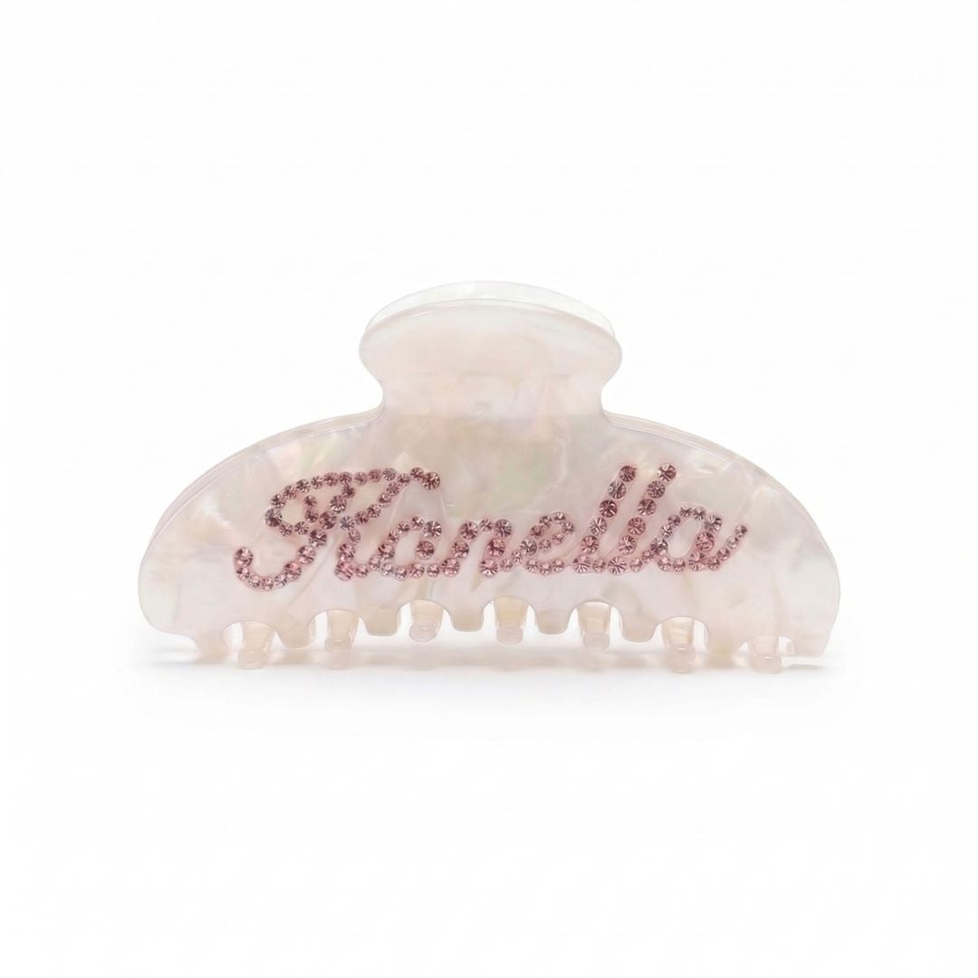 personalised crystal hair clip with name in acetate — kanella london